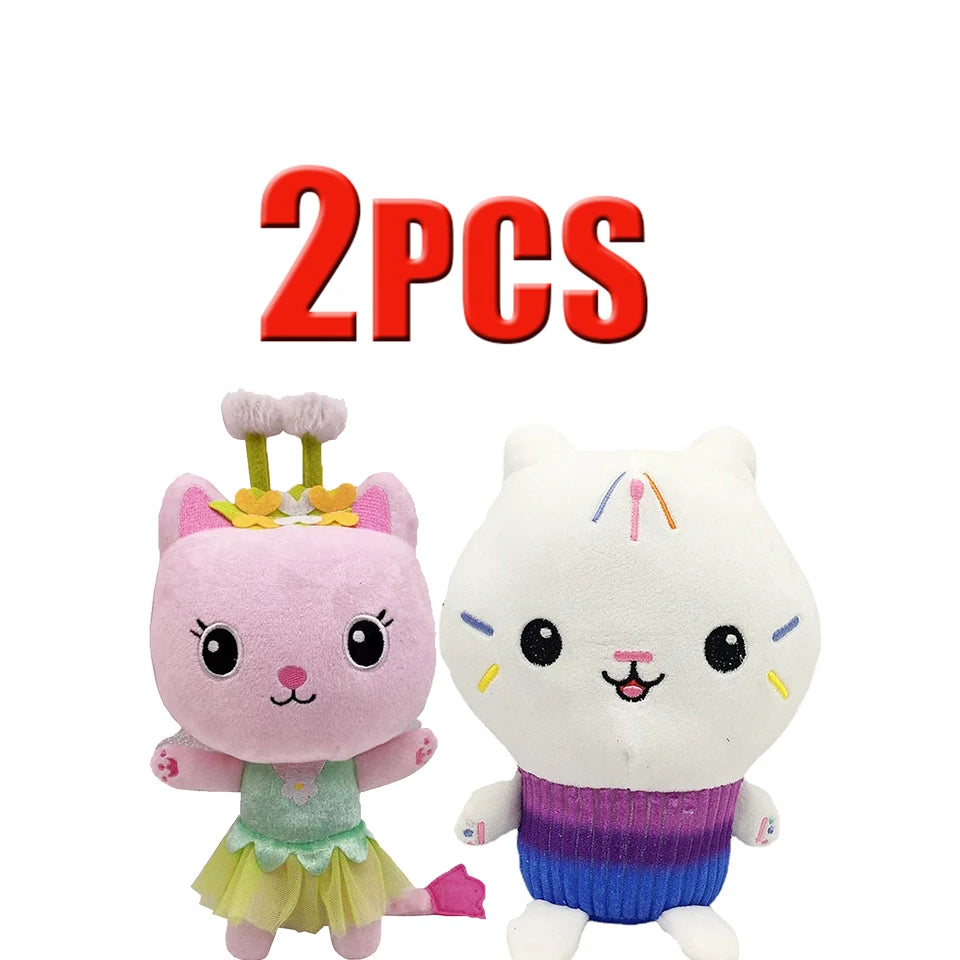 25cm 7-piece Gabby doll house plush toy cartoon stuffed animal mermaid cat mermaid plush doll children's Christmas gift