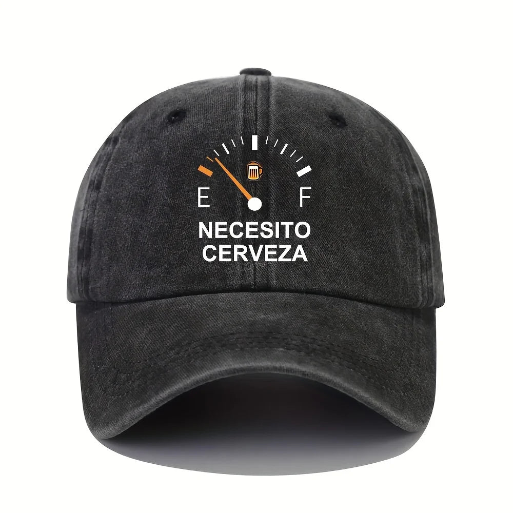 NECESITO CERVEZA pattern printed vintage duckbill cap, fashionable retro curved brim baseball cap, casual outdoor sun hat