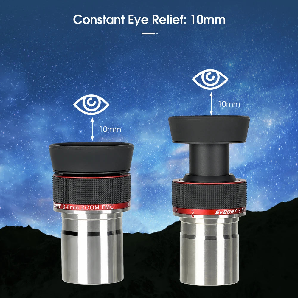 Svbony SV215 Zoom Eyepiece,1.25 Inch 3-8mm,with Parfocal Design,Telescope Accessory for High Power Lunar and Planetary Observing