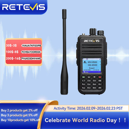 Retevis RT3S Walkie Talkie DMR Radio Long Range Walkie Talkies Camping Ham Radio UHF VHF GPS AES256 Encryption Digital Portable