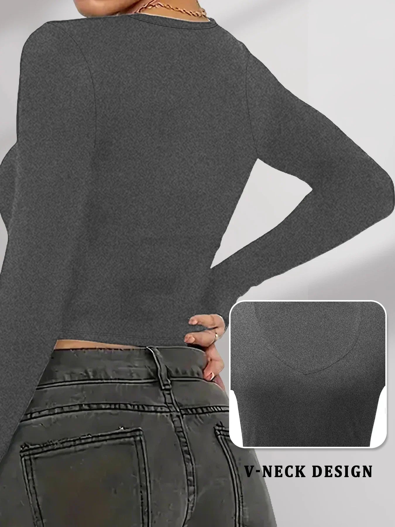 Women's V-Neck Long Sleeve T-Shirt Super Soft Workout Running Yoga Athletic Tee