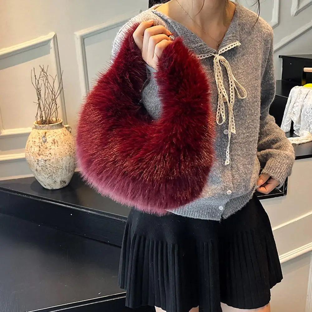 Autumn Winter New Trend Women's Fuzzy Bag High-End Niche Plush Handbag Mini Clutch Soft plush Shoulder Bag