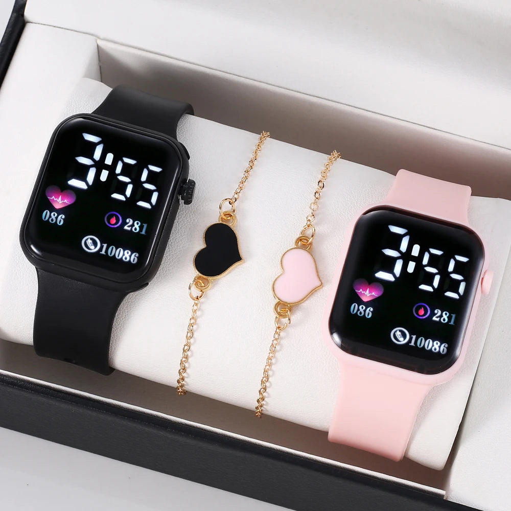 Love oriented LED electronic watch, fashionable and casual square outdoor waterproof electronic watch