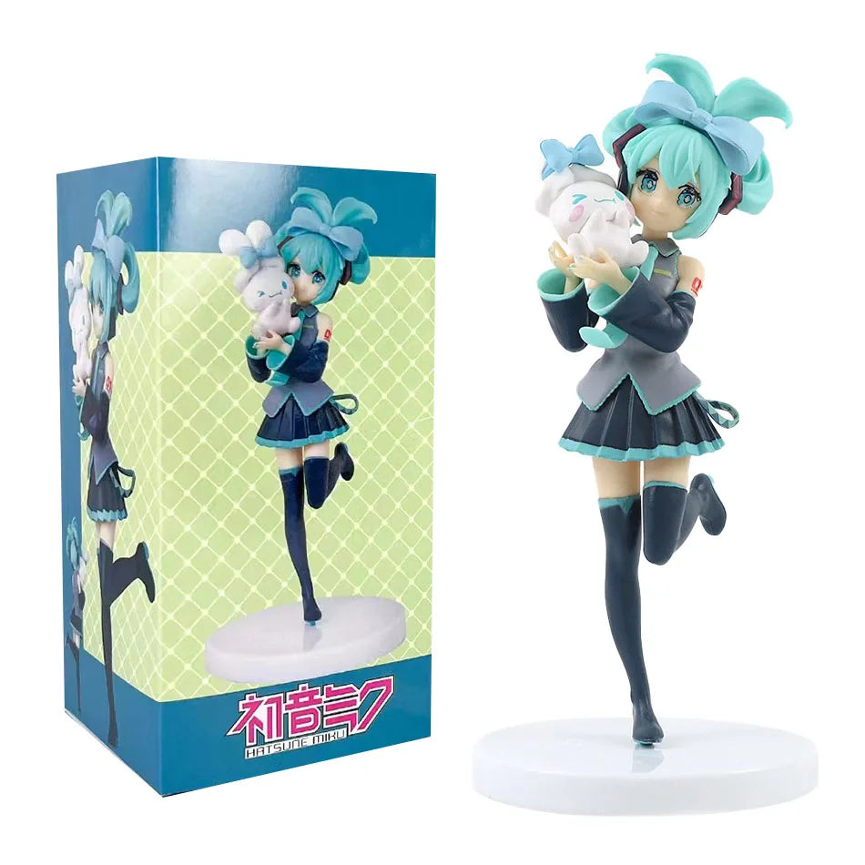 Hot 21CM Anime Hatsune Miku X Cinnamoroll Figure Anime Peripheral Collectible Models Decorative Decorations Children Kawaii Gift