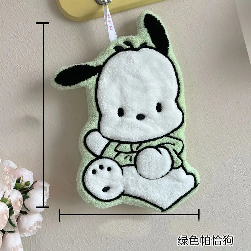 Hello Kitty My Melody Pochacco Cartoon Kawaii Hand Towel Water-Absorbent Coral Fleece Kitchen Decor Quick-Drying Kids Towel Gift
