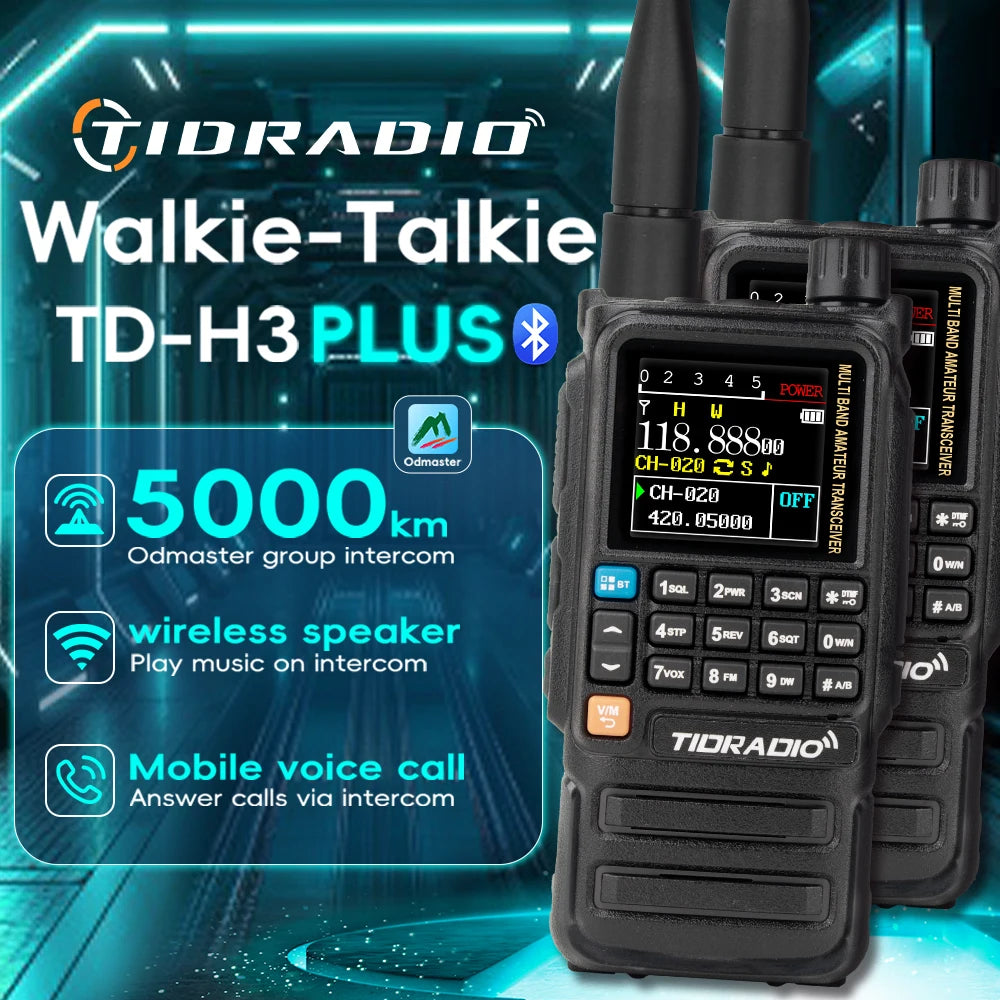 TIDRADIO H3 Plus Global Walkie Talkie Repeater Bluetooth Answerphone Air Band Long Range Radio Wireless Programming Three Models