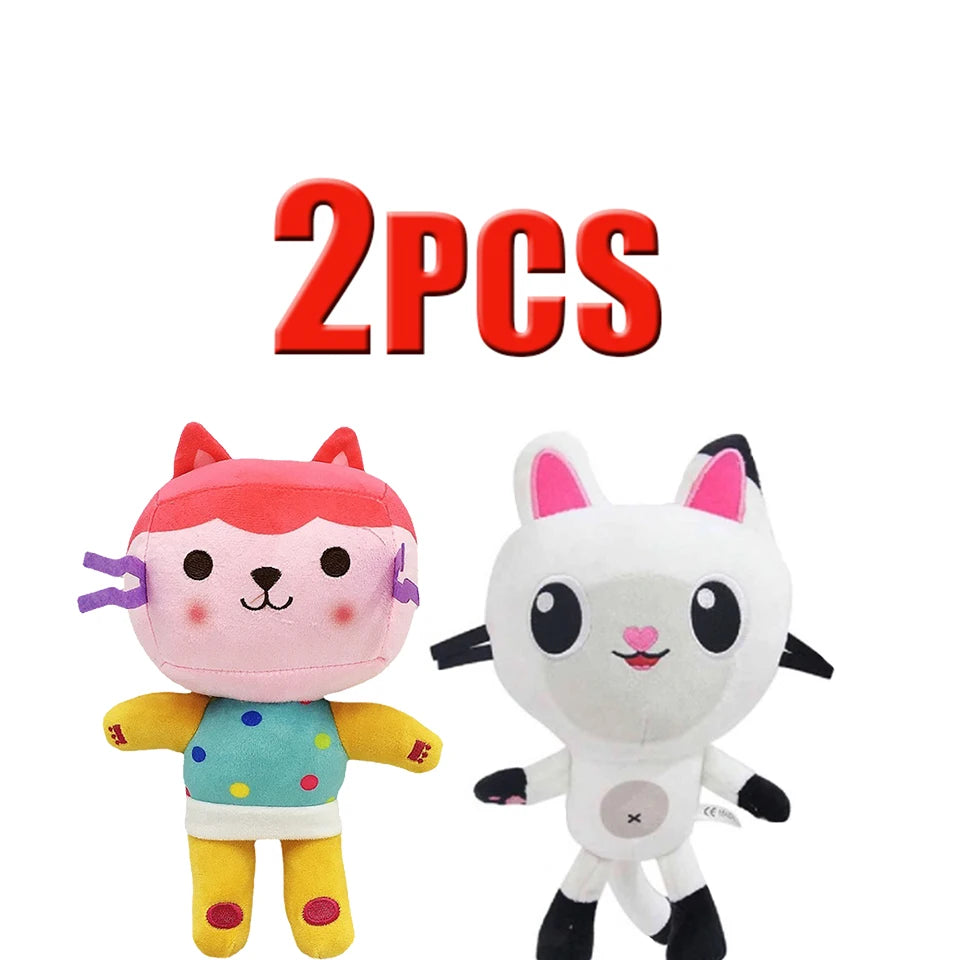25cm 7-piece Gabby doll house plush toy cartoon stuffed animal mermaid cat mermaid plush doll children's Christmas gift