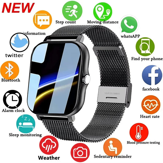 LAXASFIT 2025 New Smart Watch for Men Women Gift Full Touch Screen Sports Fitness Watch Bluetooth Call Digital Smartwatch