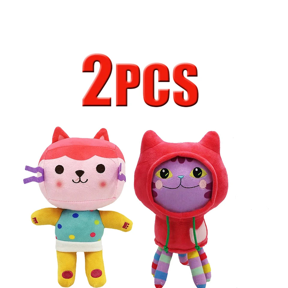 25cm 7-piece Gabby doll house plush toy cartoon stuffed animal mermaid cat mermaid plush doll children's Christmas gift