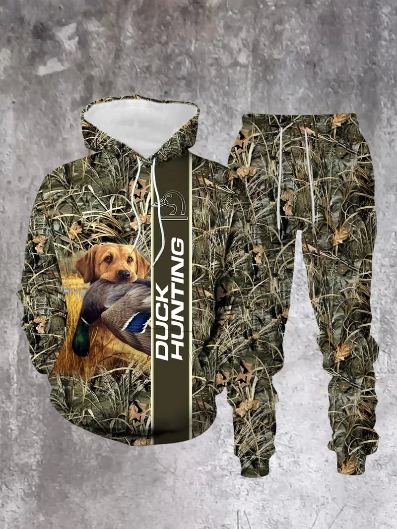 Hot-selling Camouflage Animal Hoodies For Man Suit Pants 3D Print Plant Series Sportswear Two-piece Casual Outdoor Sports Suit