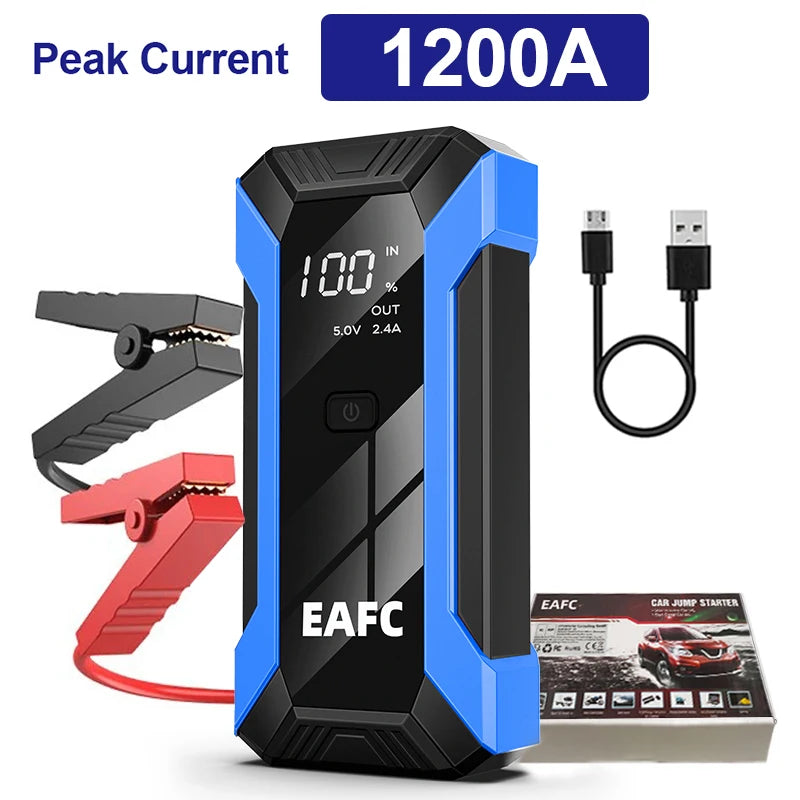 Car Jump Starter 2000A Battery Charger 1200A/1000A Emergency Start-up Lighting Power Bank Car Booster for 12V Vehicles Starting