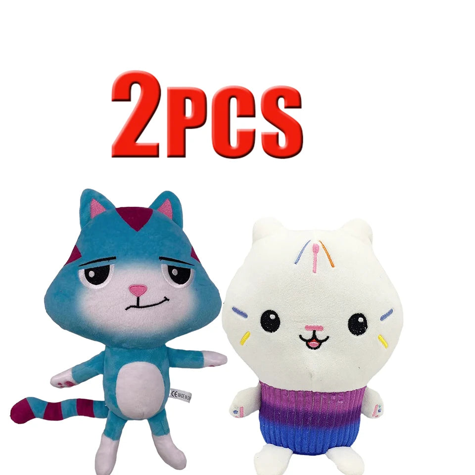 25cm 7-piece Gabby doll house plush toy cartoon stuffed animal mermaid cat mermaid plush doll children's Christmas gift