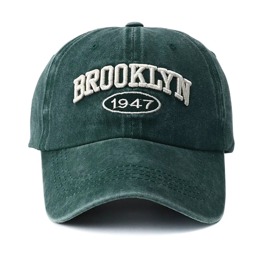 2025 High Quality Brooklyn Embroidery Snapback Hat for Men Vintage Black Green Washed Baseball Caps for Women Gorras Hombre