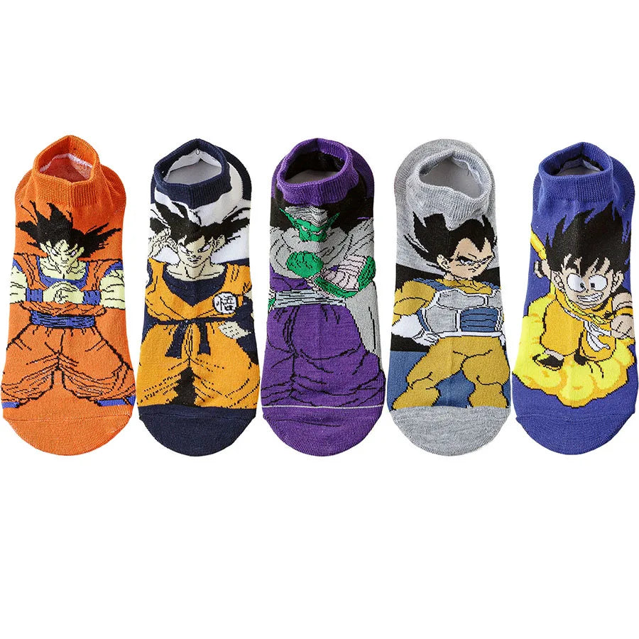 5Pairs BANDAI Men Women Hip Hop Street Style Cartoon Anime Socks Novelty Funny Casual short boat invisible Socks