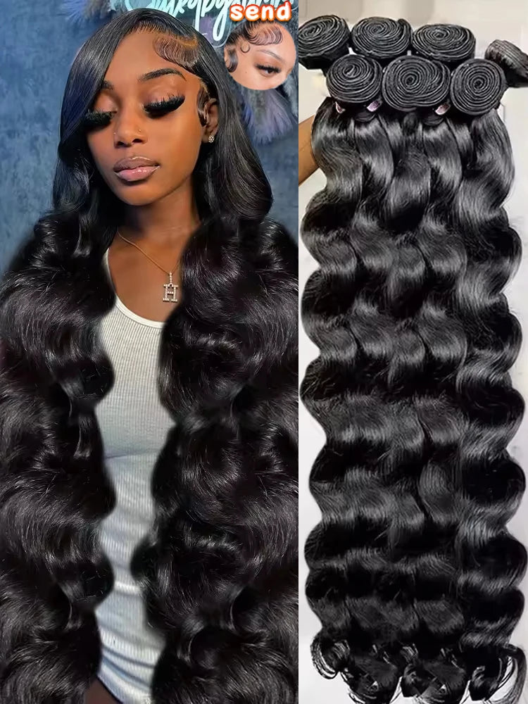 30 40Inch 3 4 Bundle Loose Body Wave Bundles 100% Unprocessed Human Hair 16A Raw Hair Bundles Extensions Brazilian Natural Black