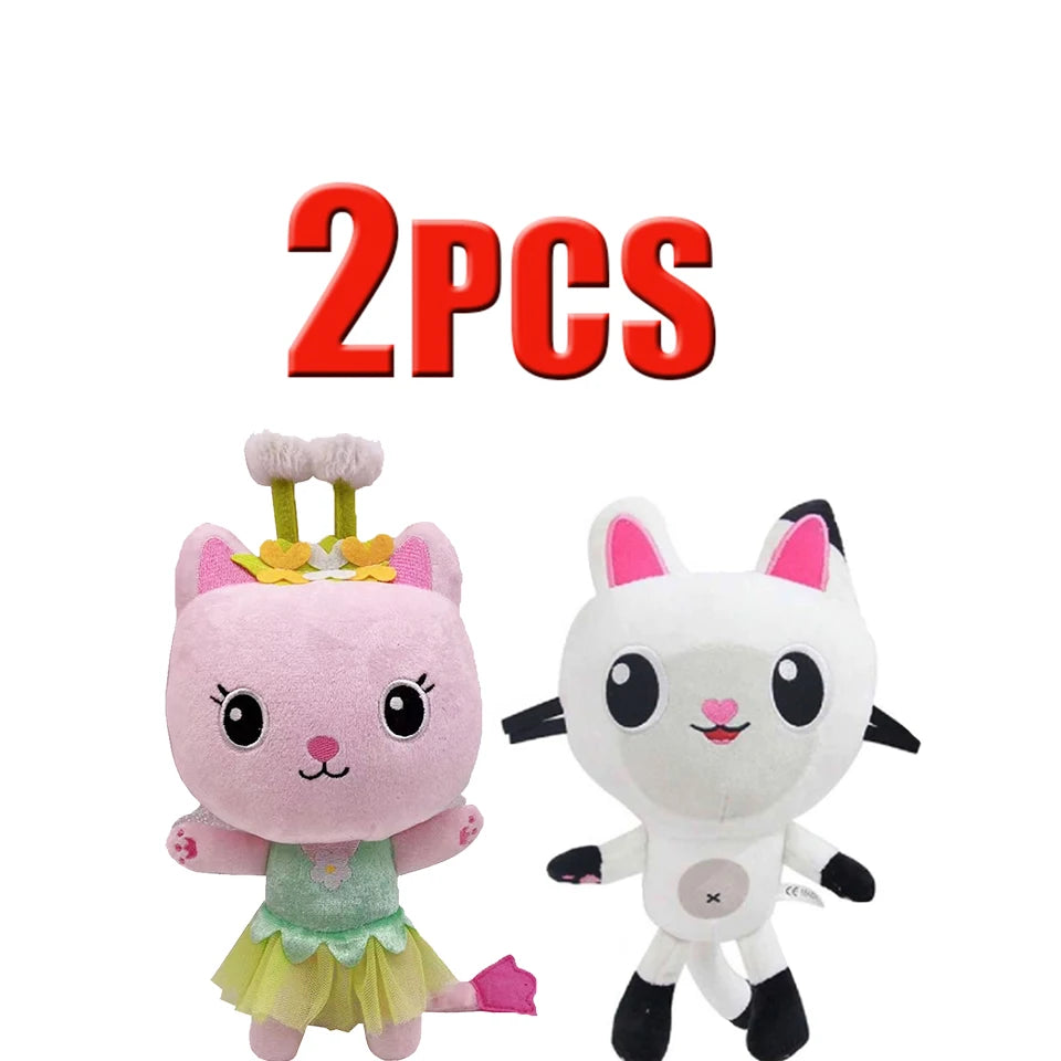 25cm 7-piece Gabby doll house plush toy cartoon stuffed animal mermaid cat mermaid plush doll children's Christmas gift