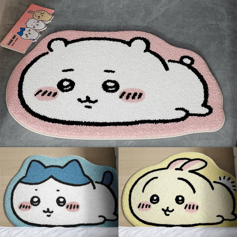 Chiikawa Cartoon Rug Anime Hachiware Usagi Plush Floor Mat Bathroom Non-Slip Carpet Car Cushion Soft Living Room Decor