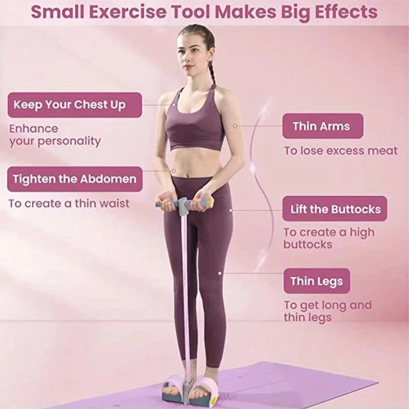 Non-Slip Foot Pedal Resistance Band (Sit-Up Assist) - Home Fitness Tool for Body Toning: Tight Waist, Slim Legs & Toned Arms