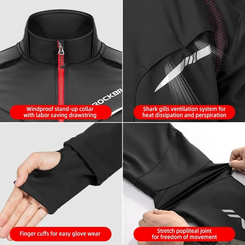 ROCKBROS Winter Cycling Set Thermal Fleece Sportswear Windproof Jacket Unisex Man Woman Trousers Outdoor Sport Suit Clothing Set
