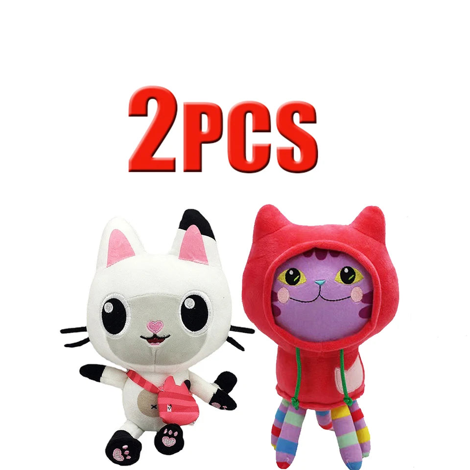 25cm 7-piece Gabby doll house plush toy cartoon stuffed animal mermaid cat mermaid plush doll children's Christmas gift