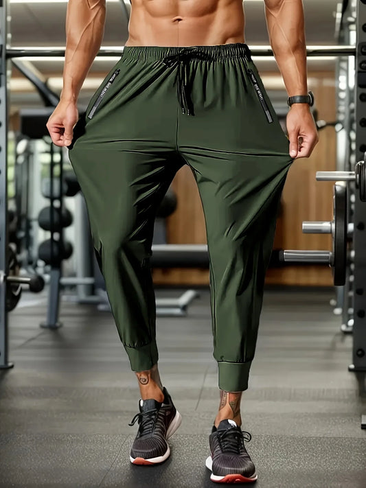 2025 Men's summer lightweight breathable ice fast drying stretch jogging pants outdoor casual training fitness room pants