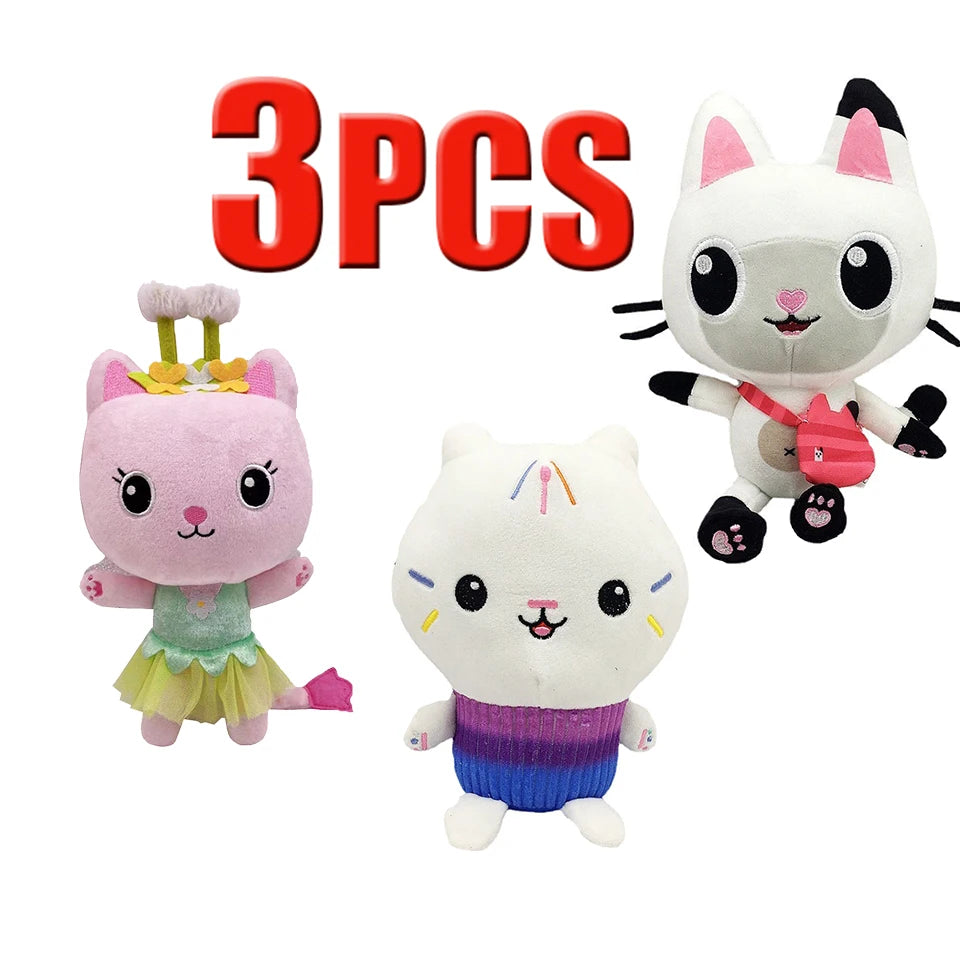 25cm 7-piece Gabby doll house plush toy cartoon stuffed animal mermaid cat mermaid plush doll children's Christmas gift