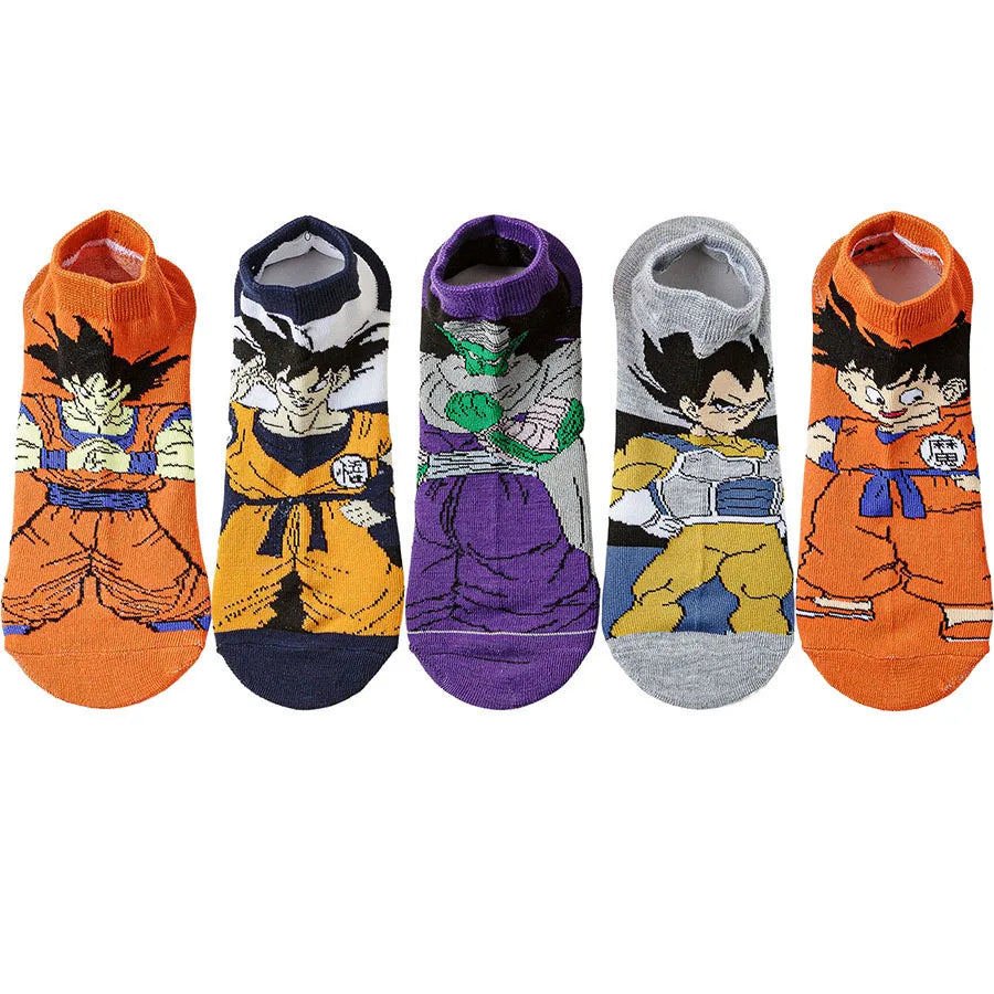 5Pairs BANDAI Men Women Hip Hop Street Style Cartoon Anime Socks Novelty Funny Casual short boat invisible Socks