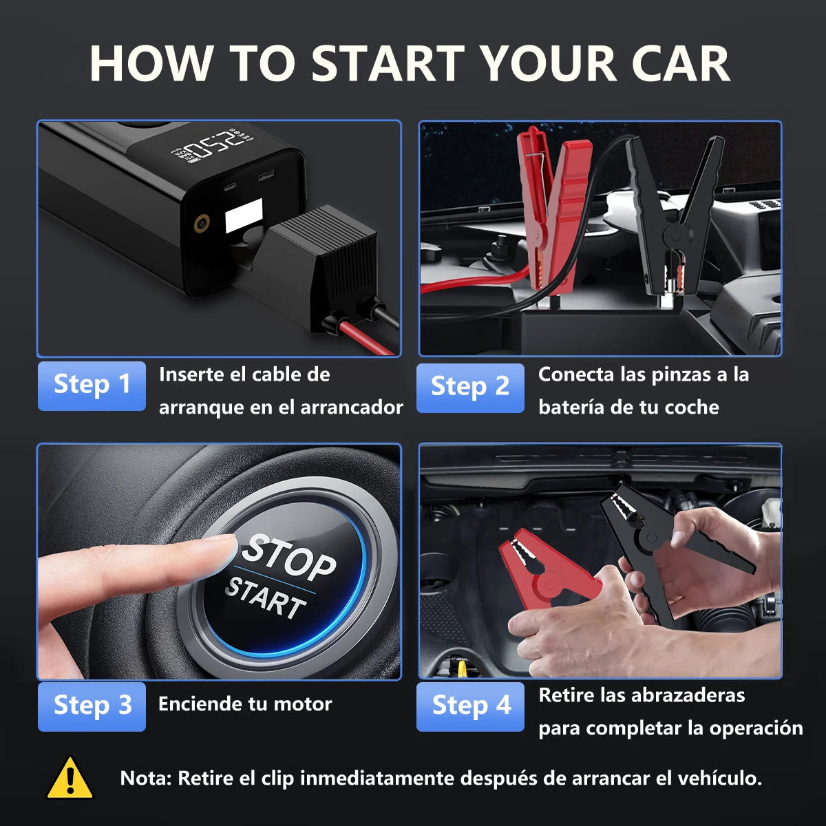 8000A Booster Battery 26800mAh Jump Starter (up to All Petrol, Diesel Engine 10.0L), with USB Charging Port, LED Light