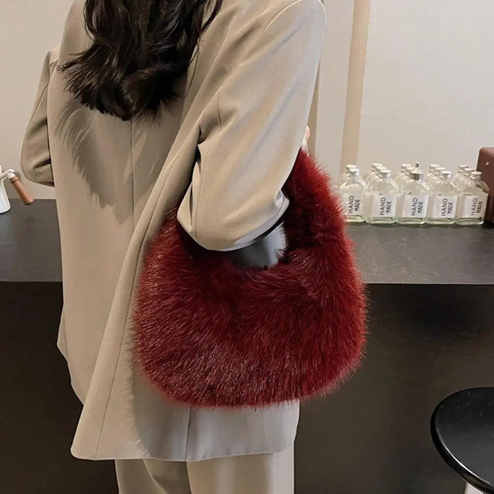 Autumn Winter New Trend Women's Fuzzy Bag High-End Niche Plush Handbag Mini Clutch Soft plush Shoulder Bag