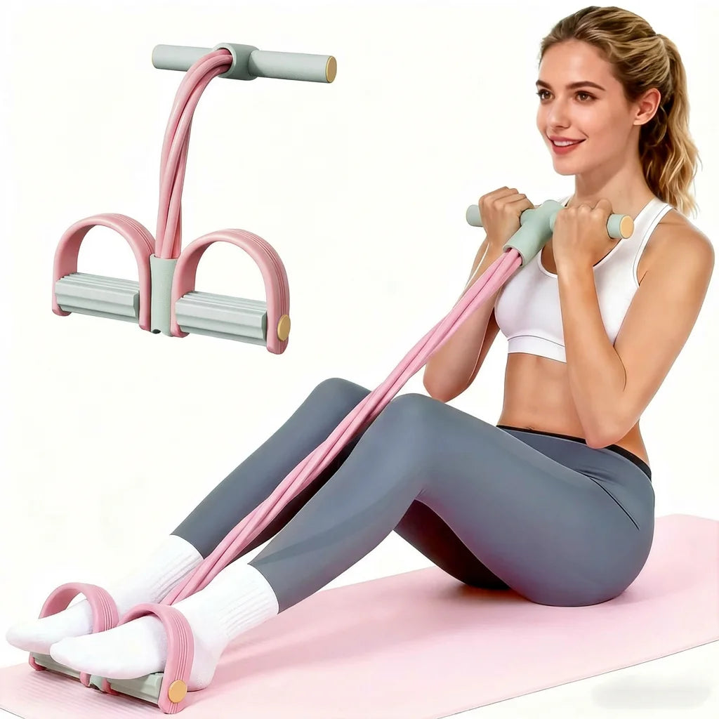Non-Slip Foot Pedal Resistance Band (Sit-Up Assist) - Home Fitness Tool for Body Toning: Tight Waist, Slim Legs & Toned Arms