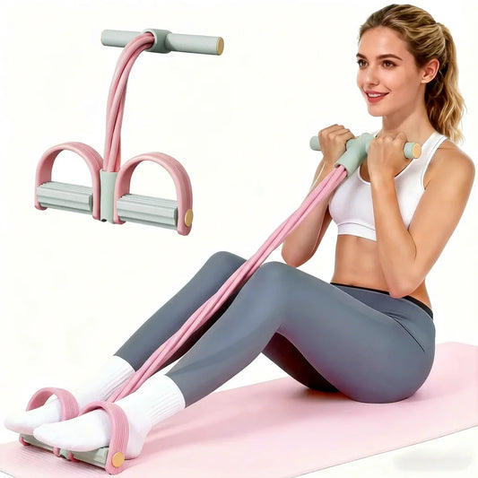 Non-Slip Foot Pedal Resistance Band (Sit-Up Assist) - Home Fitness Tool for Body Toning: Tight Waist, Slim Legs & Toned Arms