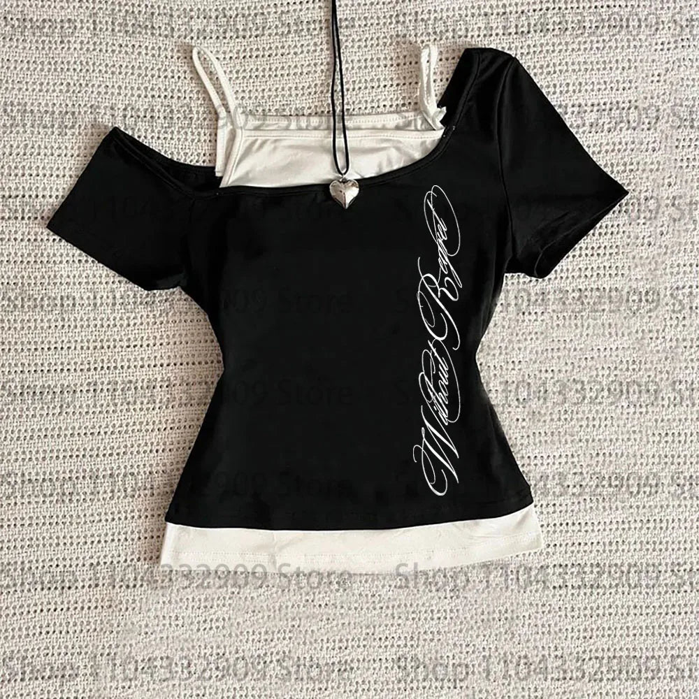 Kawaii Cute Girls pattern Women Clothing Tops Retro Harajuku Long sleeves Streetwear Fashion Y2k Style Print tops 2000s Summer