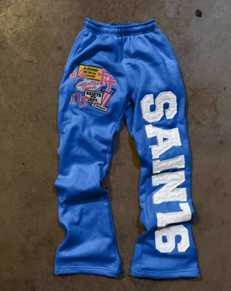 Loose straight-leg sport pants with sun-protective fur rings and double-waist sport sweatpants
