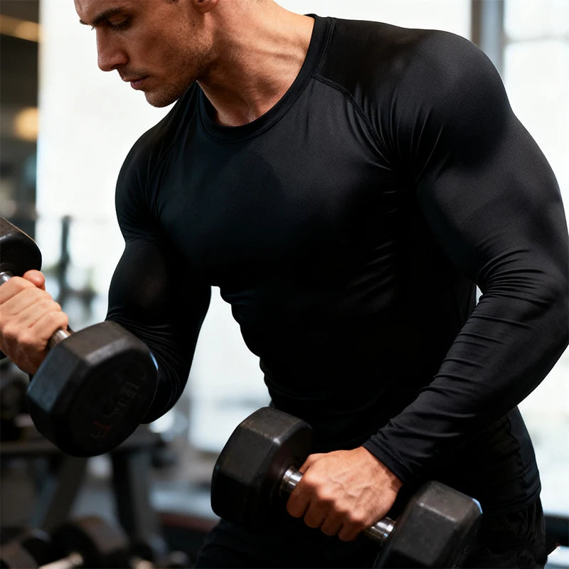 Winter Compression Running Sets Men Long Sleeve Shirt Basketball Fitness Gym Clothing Male Workout Muscle Top Tracksuit Fleece