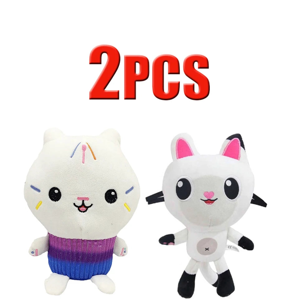 25cm 7-piece Gabby doll house plush toy cartoon stuffed animal mermaid cat mermaid plush doll children's Christmas gift