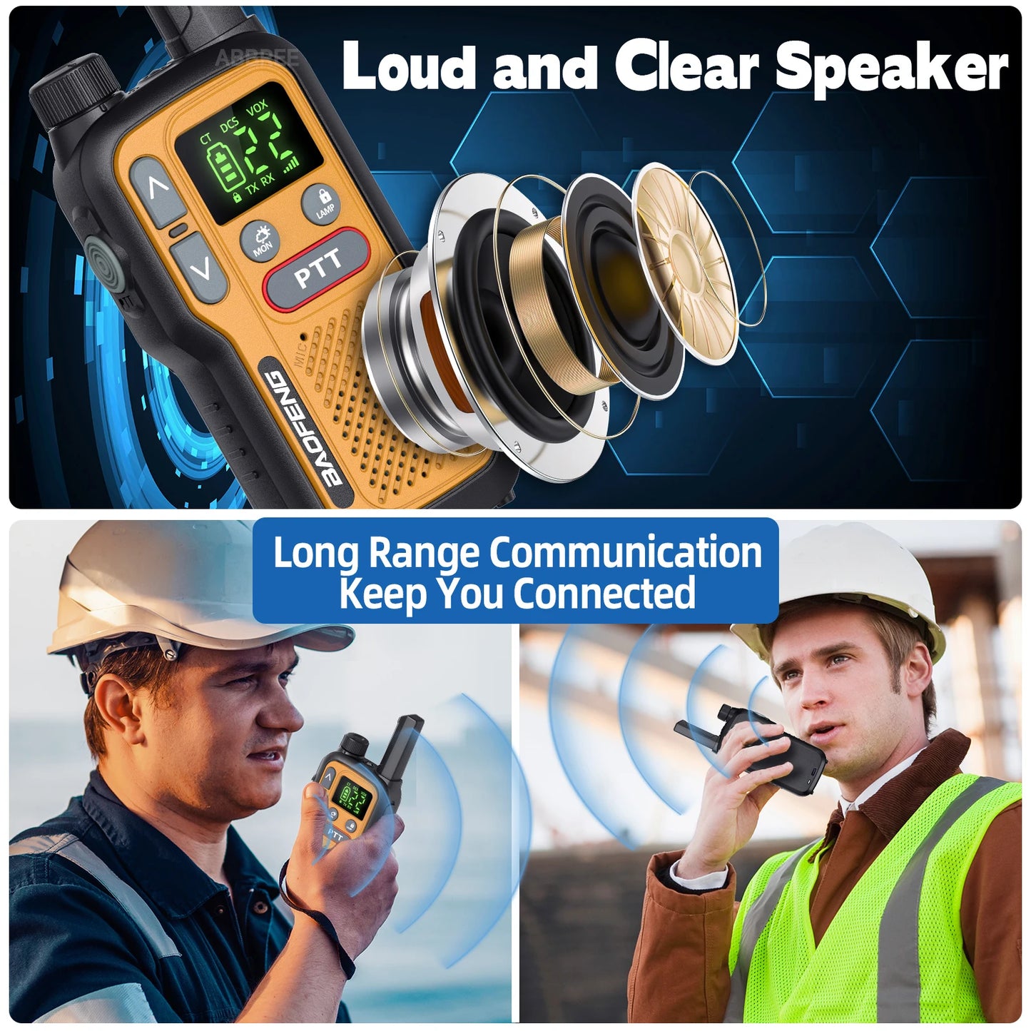 2PCS Baofeng BF-T18 Mini Walkie Talkie Dual PTT Long Range PMR FRS NOAA VOX FM Two Way Radio Type-C Charger For Travel Camping
